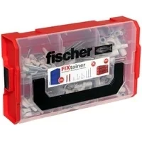 Abbildung von fischer FixTainer DuoPower + EasyHook Schraube TX, Set aus verschiedenen Haken, Dübeln, Abdeckkappen und Schrauben, flexible Schraubhaken zur Montage in zahlreichen Baustoffen, 228 Teile