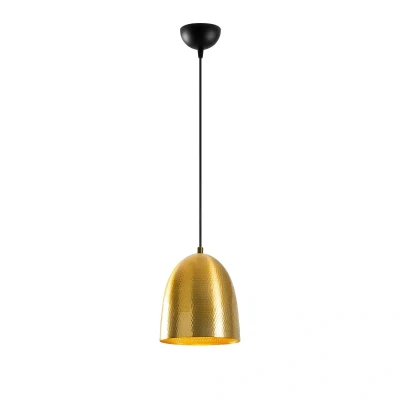 Abbildung von Hängeleuchte Glocke gehämmert Laterna H125 cm Metall Schwarz/Gold Menzzo