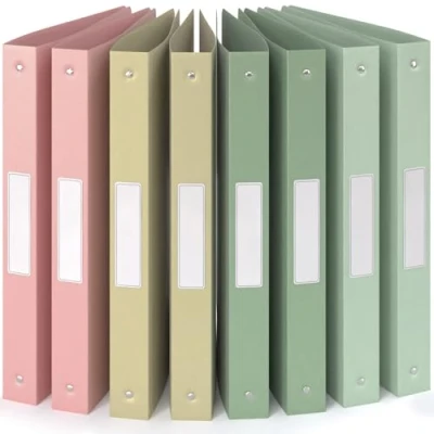 Abbildung von ACROPAQ 8 x Ringbuch A4 Mit 4 Ringen, Rückenetiketten, Rückenbreite 3,5 cm, Erde, Natur Farbkollektion Ringhefter, Ringordner, Ordner Schmal, Ringmappe A4, Schulordner