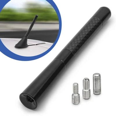 Abbildung von Universal 12cm Auto Kurz Stab Dach Antenne Radio Carbon Design KFZ PKW