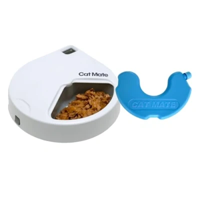 Abbildung von Kerbl Futterstation Cat Mate Futterautomat C300 für Hunde + Katzen, 3 Futter Fächer 330g