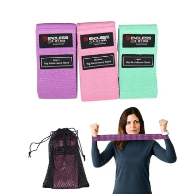 Abbildung von Endless EL1044 Resistance Loop Bands Set of 3 Pcs with Light, Medium and Heavy Level Multi Colour Material : Cotton for Squats, Stretching, Hip &amp; Glute Workouts Men Women