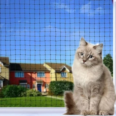 Abbildung von Tatamiyya Katzennetz Für Balkon, 4x3m Drahtverstärkt, Balkonnetz ist Robust Biss Und Reißfest, UV Witterungsbeständig, Zum Balkonen, ​Terrassen Fenstern(Schwarz)