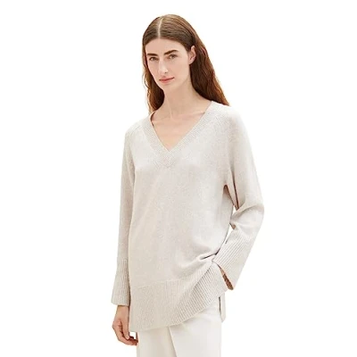 Abbildung von TOM Tailor Strickpullover, Damen, Größe: Medium, Clouds grey melange
