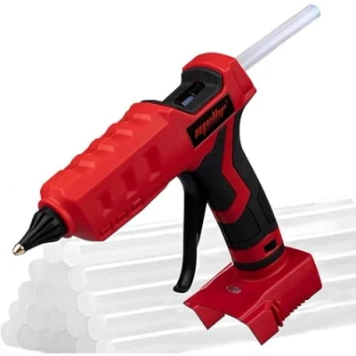 Abbildung von Mellif 100 W schnurlose Heißklebepistole für Milwaukee Li Ion 18 V Batteriebetrieben mit 11 mm Sticks in voller Größe (ohne Batteriewerkzeug)