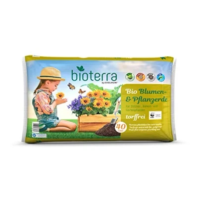 Abbildung von bioterra by EIFELHUM Bio Erde Blumenerde Pflanzerde 40l Gartenerde Pflanzenerde biologisch