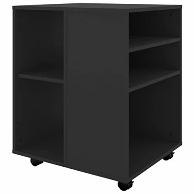 Abbildung von Susany Rollschrank mit Fächern Rollcontainer Büroschrank Aktenschrank Bürocontainer Schrank Büro Druckerschrank Schwarz 60x53x72cm Spanplatte