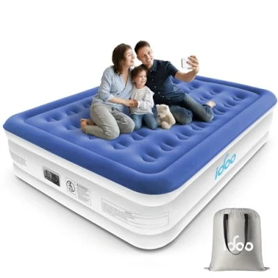 Abbildung von iDOO Luftmatratze 2 Personen, Luftbett Selbstaufblasend mit Elektrischer Luftpumpe,Gästebett,3 Min Aufblasen Aufblasbare Matratze,Selbstaufblasbare Bett für Campingausflüge Urlaube 152x203x46cm, Blau