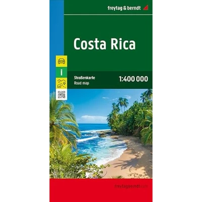 Abbildung von Costa Rica, Autokarte 1:400.000: Touristische Informationen, Entfernungen in km, Nationalparks. Mit QR Code