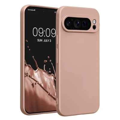 Abbildung von kwmobile Handyhülle kompatibel mit Google Pixel 9 Pro XL Hülle weiche Silikon Case metallisch schimmernd in Metallic Rosegold