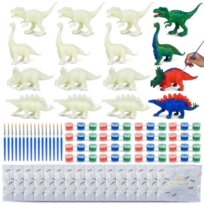 Abbildung von BONNYCO Dinosaurier Mitgebsel Kindergeburtstag Malset 16 Stück Mitbringsel Gastgeschenke Kleine Geschenke für Kinder Dino Pinata Füllung Give Aways Basteln Jungen