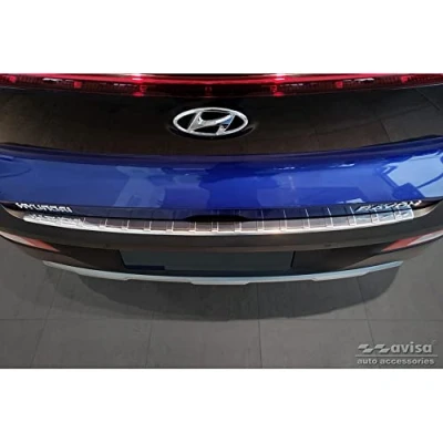 Abbildung von Avisa Edelstahl Heckstoßstangenschutz kompatibel mit Hyundai Bayon 2021 &#039;Ribs&#039;, Silber