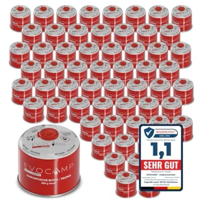 Abbildung von 60x Butangas Kartuschen 500g, Schraubkartusche mit Butan/ Propan Gas 899 ml, Gaskartusche EN417, Ventilkartusche Schraubverschluss, Kartusche Camping Gas, Gaskartuschen Schraubventil
