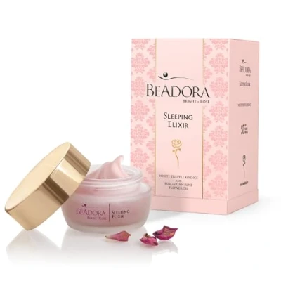 Abbildung von BODI BEAUTY BeAdora Bright Rose Sleeping Elixir Nachtcreme mit Rosenöl, Macadamia, Moringa und weißer Trüffel Nachtpflege &amp; Anti Aging Gesichtspflege Gesichtscreme Für Trockene haut 50ml