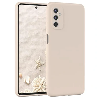 Abbildung von EAZY Case Silikonhülle für Samsung Galaxy M52 5G Hülle Silikon Beige weich stoßfeste Handyhülle Schutzhülle mit Kameraschutz Dünn Premium Schutz Cover TPU Phone Bumper in Taupe