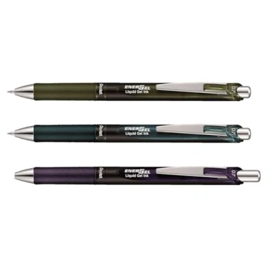 Abbildung von Pentel EnerGel XM BL77A2 Gelschreiber mit Druckmechanik, olive schwarz (1 Stück)