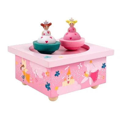 Abbildung von TROUSSELIER Princess Sisters Tanzende Spieluhr für Neugeborene 2 abnehmbare Figuren Einfache Bedienung Beautifull Dreamer Music Rosa