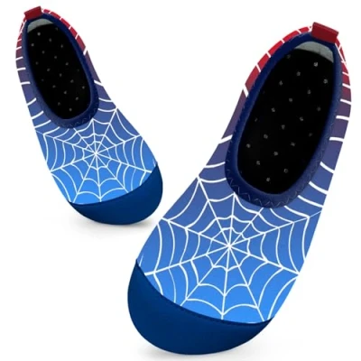 Abbildung von Mabove Badeschuhe Kinder Schwimmschuhe Wasserschuhe Schnell Trocknend Strandschuhe Aquaschuhe für Jungen Baby Beach Pool(Spinnennetz Rot Blau,28/29 EU)