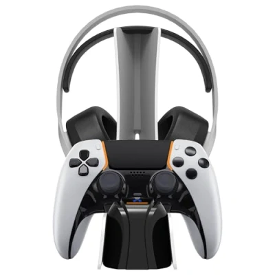 Abbildung von snakebyte PS5 Controller &amp; Headset Ladestation lädt DualSense Edge Wireless Headsets, 2Std. Ultra Schnellladung, geprüfte deutsche Qualität, Playstation 5 Design (Weiß)