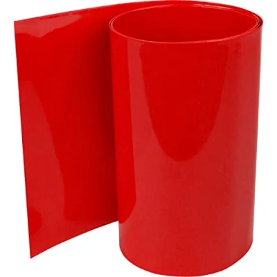 Abbildung von ISOLATECH PVC Schrumpfschlauch Meterware rot ohne Kleber Flachmaß 50mm (Ø31,8mm) 2 Meter Schrumpfverhältnis 2:1 Set zum Isolieren von 18650 Akku Batterien unbeschriftet (Ø31,8mm Meter)