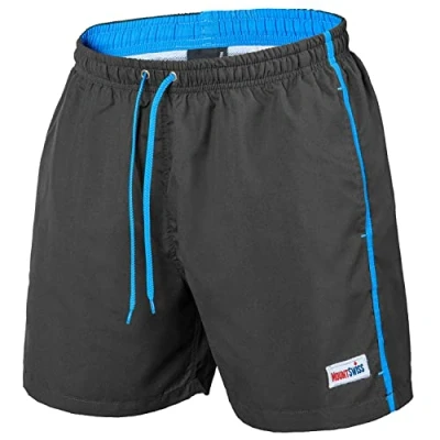 Abbildung von Mount Swiss Männer Badehose Dario mit seitlichen Taschen Gesäßtasche I Modische Herren Shorts Schwimmen Freizeit Wassersport Badeshorts in der Farbe Dunkelgrau, Größe XL