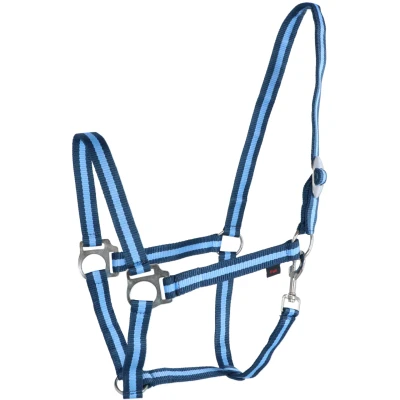 Abbildung von Covalliero Halfter Hippo Nylon Marine/Hellblau Warmblut