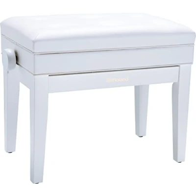 Abbildung von Roland Klavierbank in weißem Satin Finish mit gepolstertem Vinyl Sitz RPB 400WH