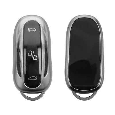 Abbildung von kwmobile Autoschlüssel Hülle kompatibel mit Tesla Model X Schlüsselhülle Silikon Cover Schwarz matt