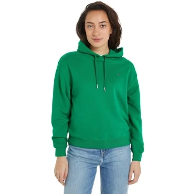 Abbildung von Tommy Hilfiger FLAG ON Chest Hoodie Sweatshirt, Damen, Größe: XS, Olympic green