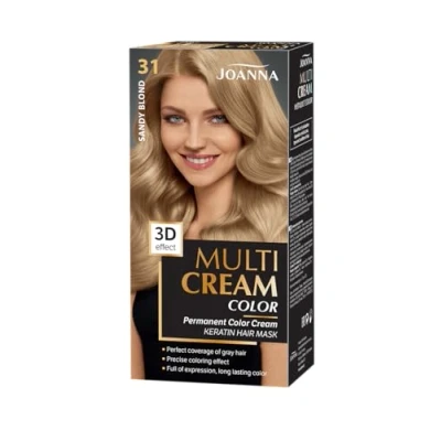 Abbildung von Joanna Multi Cream Color Haarfarbe für Frauen Sorgt Lang Anhaltende Farbe 3D Tiefeneffekt Deckt Graue Haare ab Ansatzfarbe Sandblond 31 Komplettset