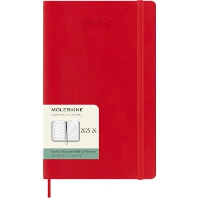 Abbildung von Moleskine 18 Monate Wochen Notizkalender 2025/2026, Large/A5, 1 Wo = Seite, rechts linierte Weicher Einband, Scharlachrot
