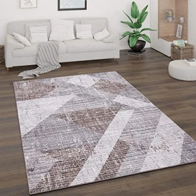 Abbildung von Paco Home Teppich &quot;Bari 872&quot;, rechteckig, Kurzflor, modernes geometrisches Design, Used Look