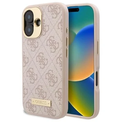 Abbildung von CG Mobile Guess GUHMP16SU4GPRP Hülle für iPhone 16 6.1&quot; Rosa hardcase 4G Logo Plate