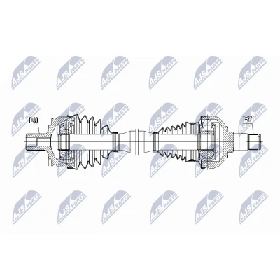 Abbildung von NTY NPW ME 066 Antriebswelle Vorderachse links 540 Automatikgetriebe MERCEDES BENZ: B Klasse, GLA, A Klasse
