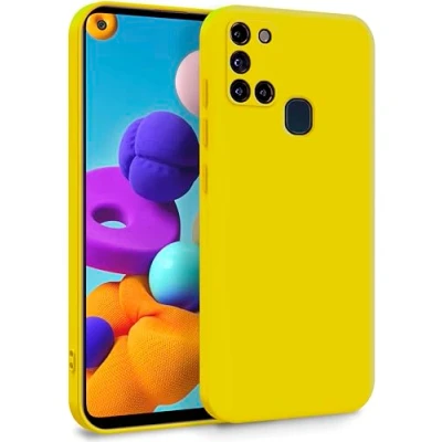 Abbildung von MyGadget Hülle für Samsung Galaxy A21s Zweilagige Handyhülle mit Kameraschutz Cover Innenfutter &amp; Silikon außen Gelb