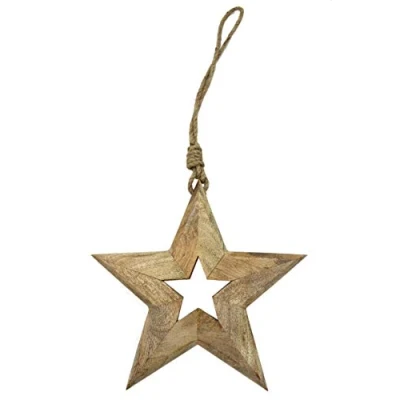Abbildung von DARO DEKO Holz Stern Natur braun zum aufhängen massiv 30cm