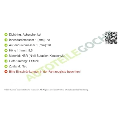 Abbildung von CORTECO 01034719B Dichtring, Achsschenkel