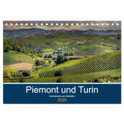 Abbildung von Piemont und Turin (Tischkalender 2025 DIN A5 quer), CALVENDO Monatskalender