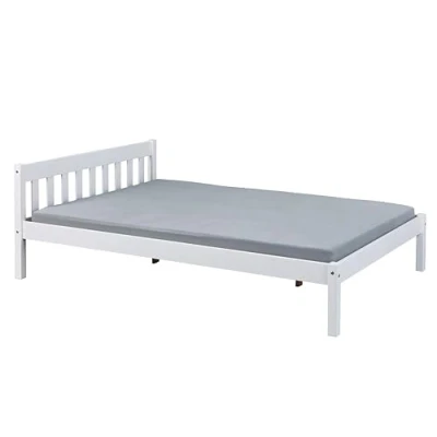Abbildung von Inter Link Holzbett Massivholzbett Doppelbett Gästebett Betgestell Kiefer Massivholz Weiß lackiert 2 Liegeflächen 140 x 200 cm ohne Lattenrost Vilmar