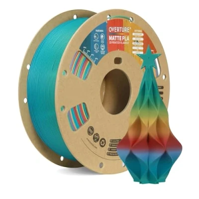 Abbildung von OVERTURE Filamento Matte Rainbow PLA 1.75mm, 1kg Bobina (2.2lbs), Maßgenauigkeit +/ 0.02 mm, für 3D Drucker (Candy Regenbogen)