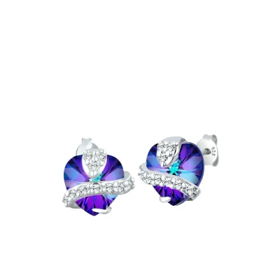 Abbildung von Elli Sparkling Basic Heart MIT Kristallen VON SWAROVSKI Ohrringe, Damen, Größe: One Size, Blau