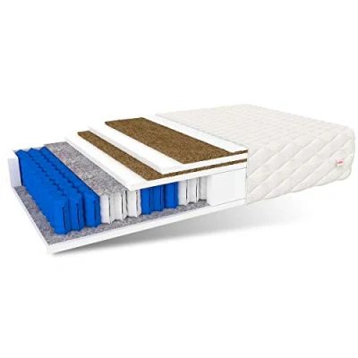Abbildung von FDM Matratze CRETE 180x200 hochwertige 7 Zonen Taschenfederkernmatratze Härtegrad H5/H3 2x kokos polyurethanschaum polyester 27 cm hohe, King