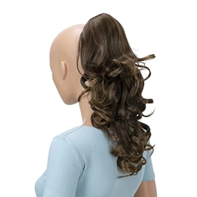 Abbildung von CAISHA 40cm Haarzopf Lily Haarteil mit Butterflyklammer Pferdeschwanz Haarverlängerung Voluminös Gewellt Braun H216