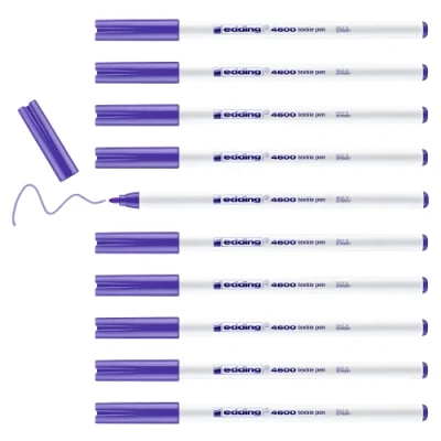 Abbildung von edding 4600 Textilstift neon violett 10 Stück Rundspitze 1 mm Textilstifte waschmaschinenfest (60 C) zum Stoff bemalen Stoffmalstift