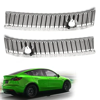 Abbildung von Shop4EV Schutzblende Kofferraum Ladekante Ladekantenschutz Zubehör Edelstahl Set 2 Teilig Schutz Stoßstangenschutz Kompatibel mit Tesla Model Y (Silber)