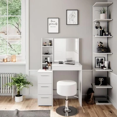 Abbildung von Vicco Schminktisch Meryl, Weiß, 80 cm mit Hocker