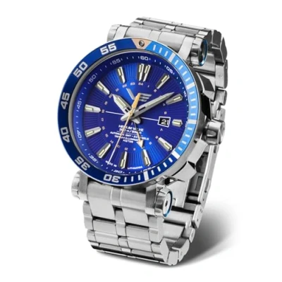 Abbildung von Vostok Europe NH34 575A716 B Herrenuhr Automatik GMT Energia Rocket Stahl/Blau
