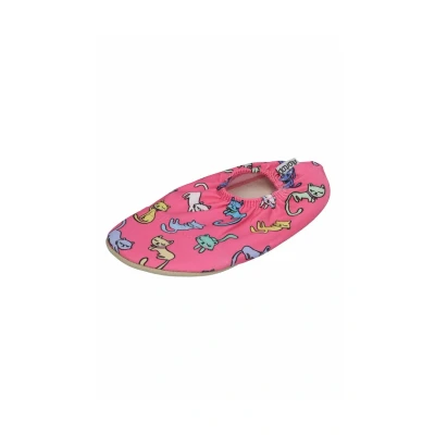 Abbildung von Slipstop Kinder Strandschuhe Anti Rutsch Sport Schuhe Schwimmschuhe Badeschuhe Urlaub Yoga für Mädchen Kitties pink mit Katzen Sonnenschutzfaktor 50+, Gr. 18 20
