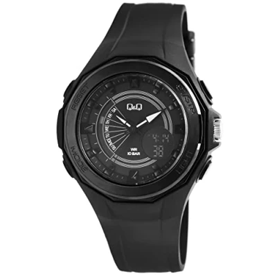 Abbildung von Q&amp;Q Herren Uhr Kautschuk Multifunktion 10 bar analog digital Quarz GW91J002Y