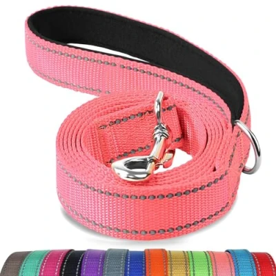 Abbildung von Joytale Hundeleine Kleine Hunde Leicht, Doppelseitig Reflektierende Leine Hund aus Nylon mit Gepolstertem Griff, 1,8m x 2cm, Rosa
